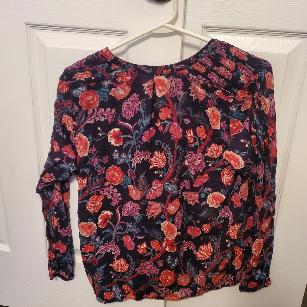 Lucky Brand Boho floral long sleeve Peasant top size large - Picture 5 of 5